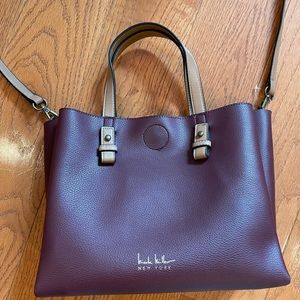 Nicole Miller New York Alexa Shopper Tote Handbag – Merlot Vegan Leather